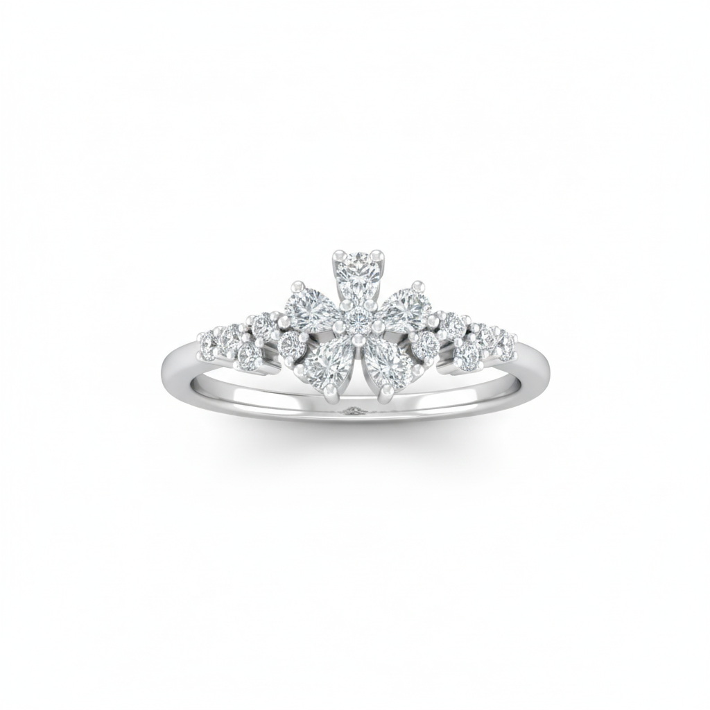 Floral Cluster Sterling Silver Ring