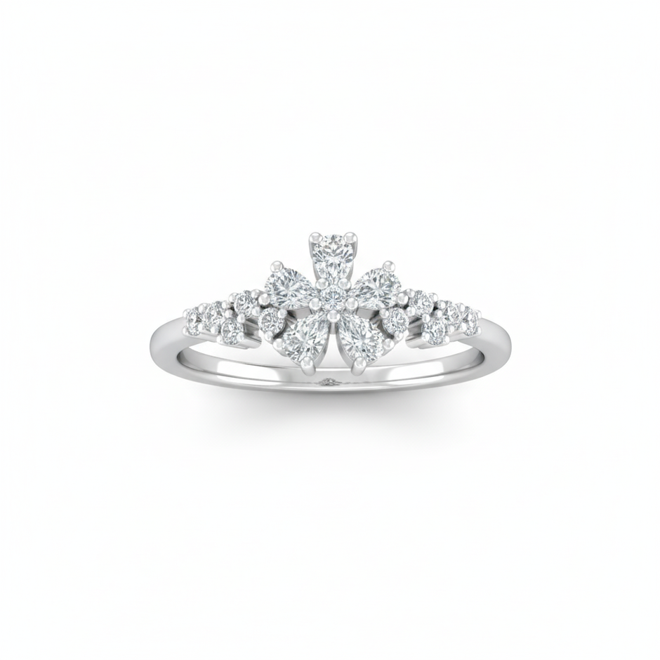 Floral Cluster Sterling Silver Ring