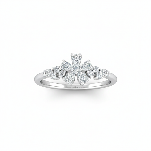 Floral Cluster Sterling Silver Ring