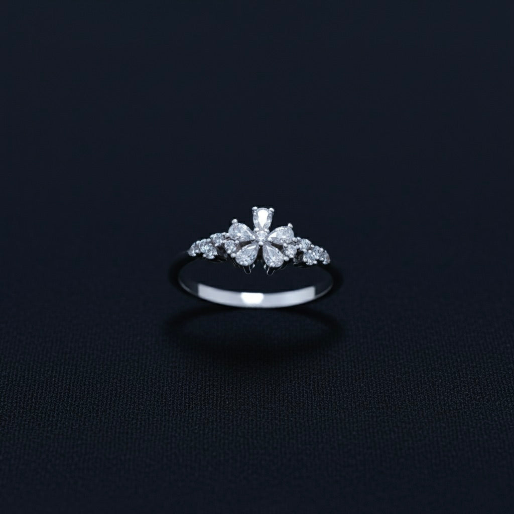 Floral Cluster Sterling Silver Ring