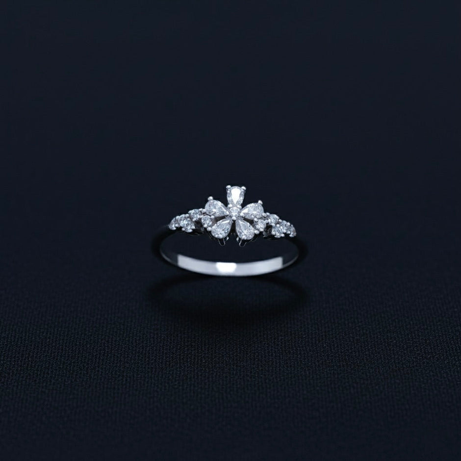 Floral Cluster Sterling Silver Ring