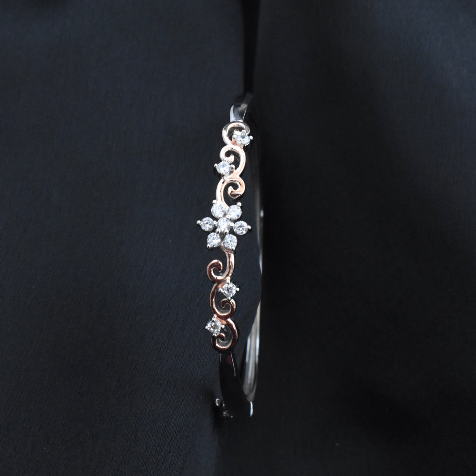 Floral Swirl Silver Bracelet