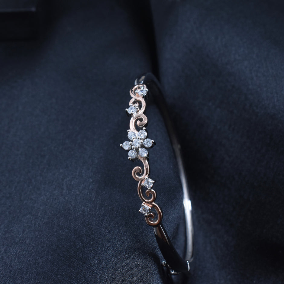 Floral Swirl Silver Bracelet