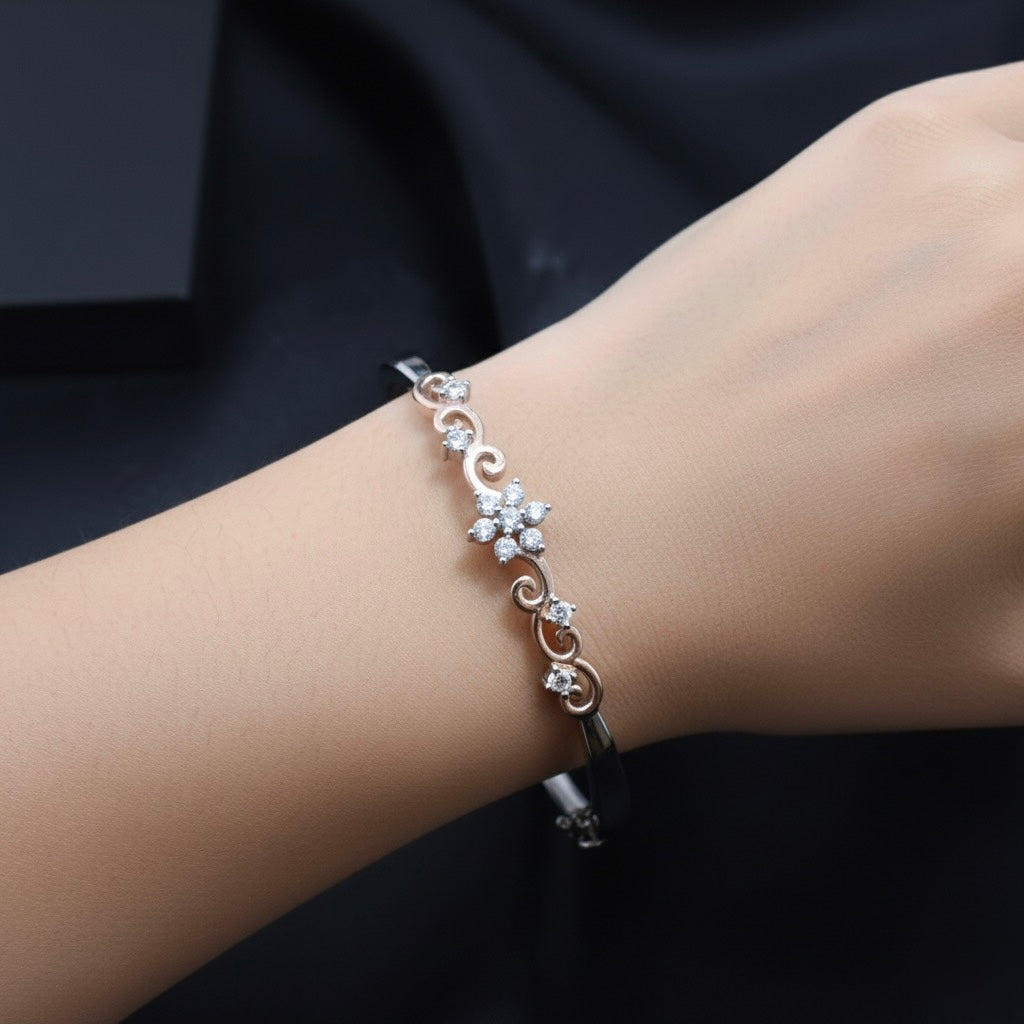 Floral Swirl Silver Bracelet