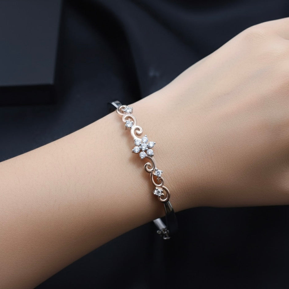 Floral Swirl Silver Bracelet