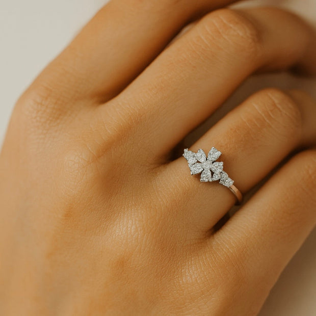 Floral Cluster Sterling Silver Ring
