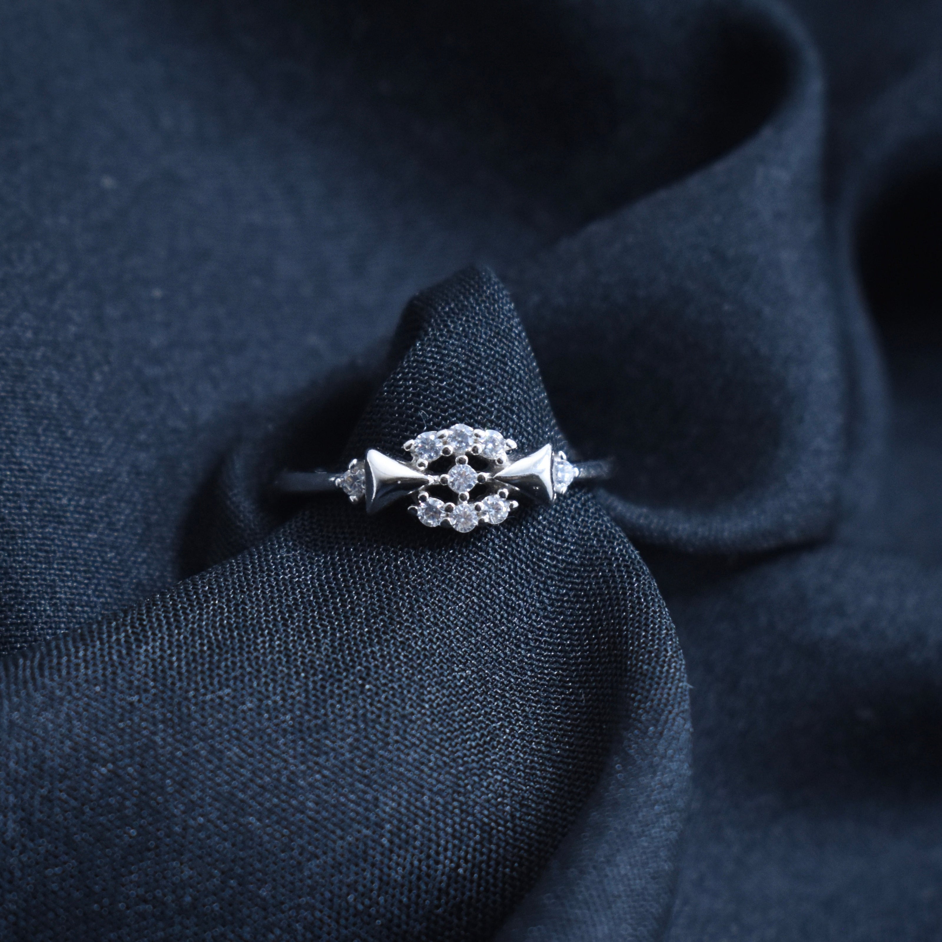 Modern Geometric Cluster Silver Ring