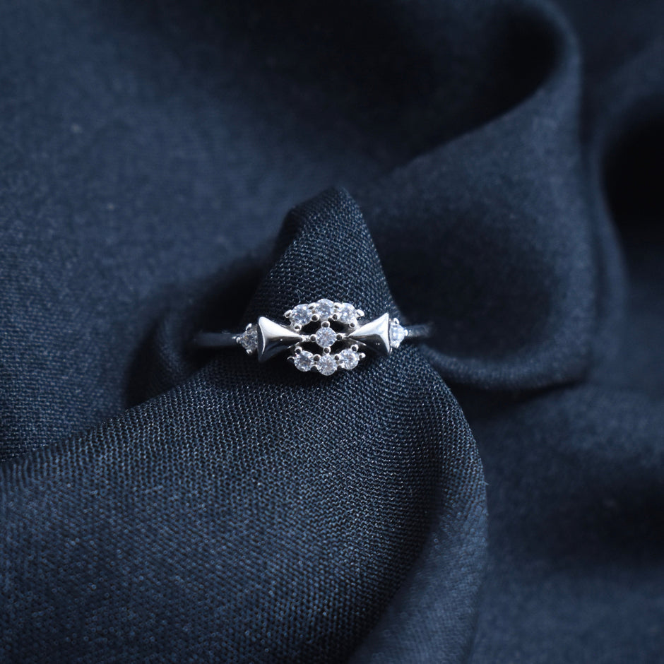 Modern Geometric Cluster Silver Ring