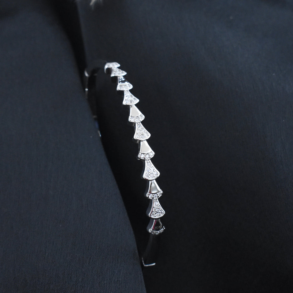 Chevron Sparkle Silver Bracelet