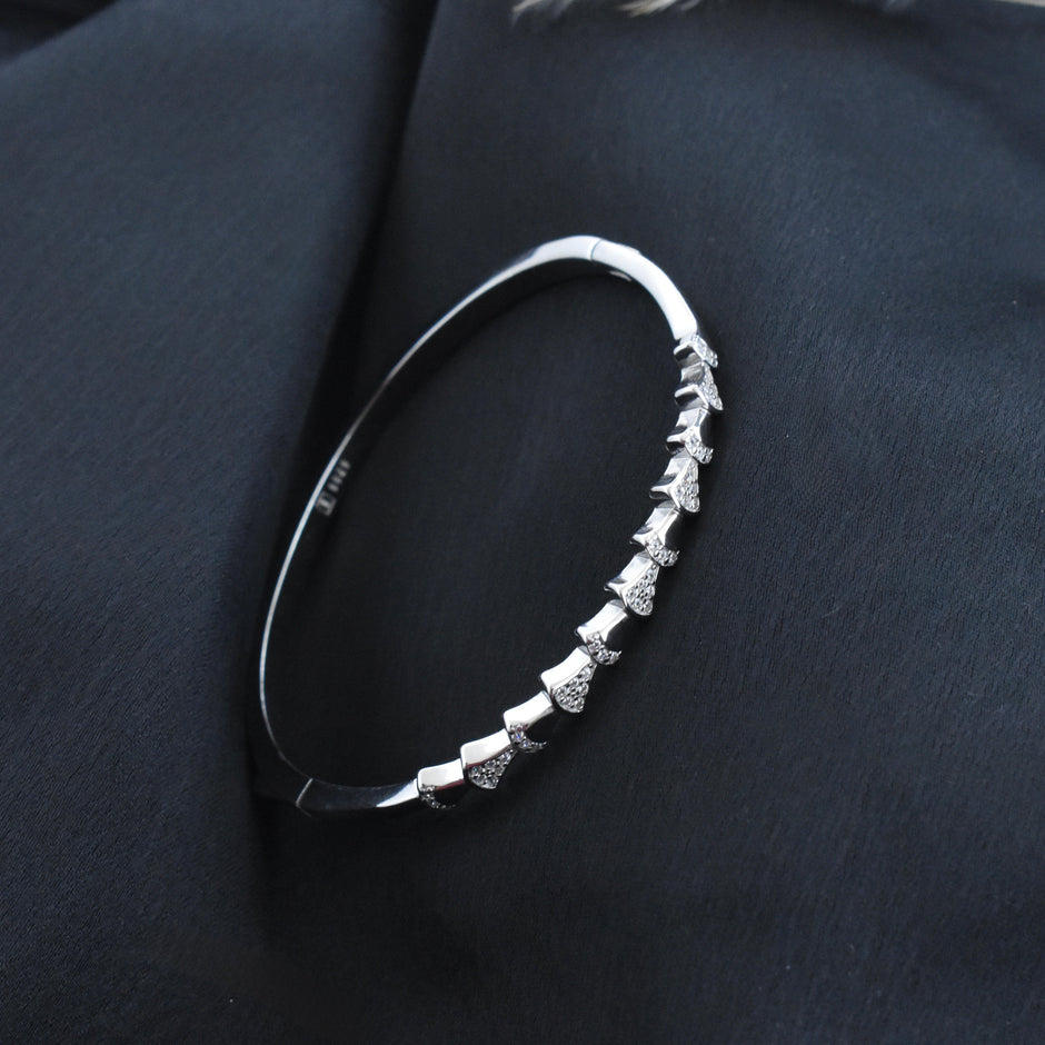 Chevron Sparkle Silver Bracelet