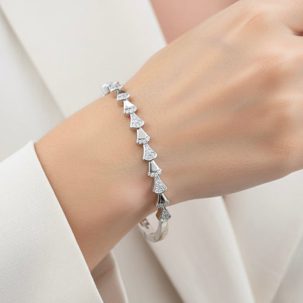 Chevron Sparkle Silver Bracelet