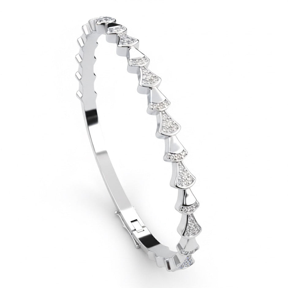 Chevron Sparkle Silver Bracelet