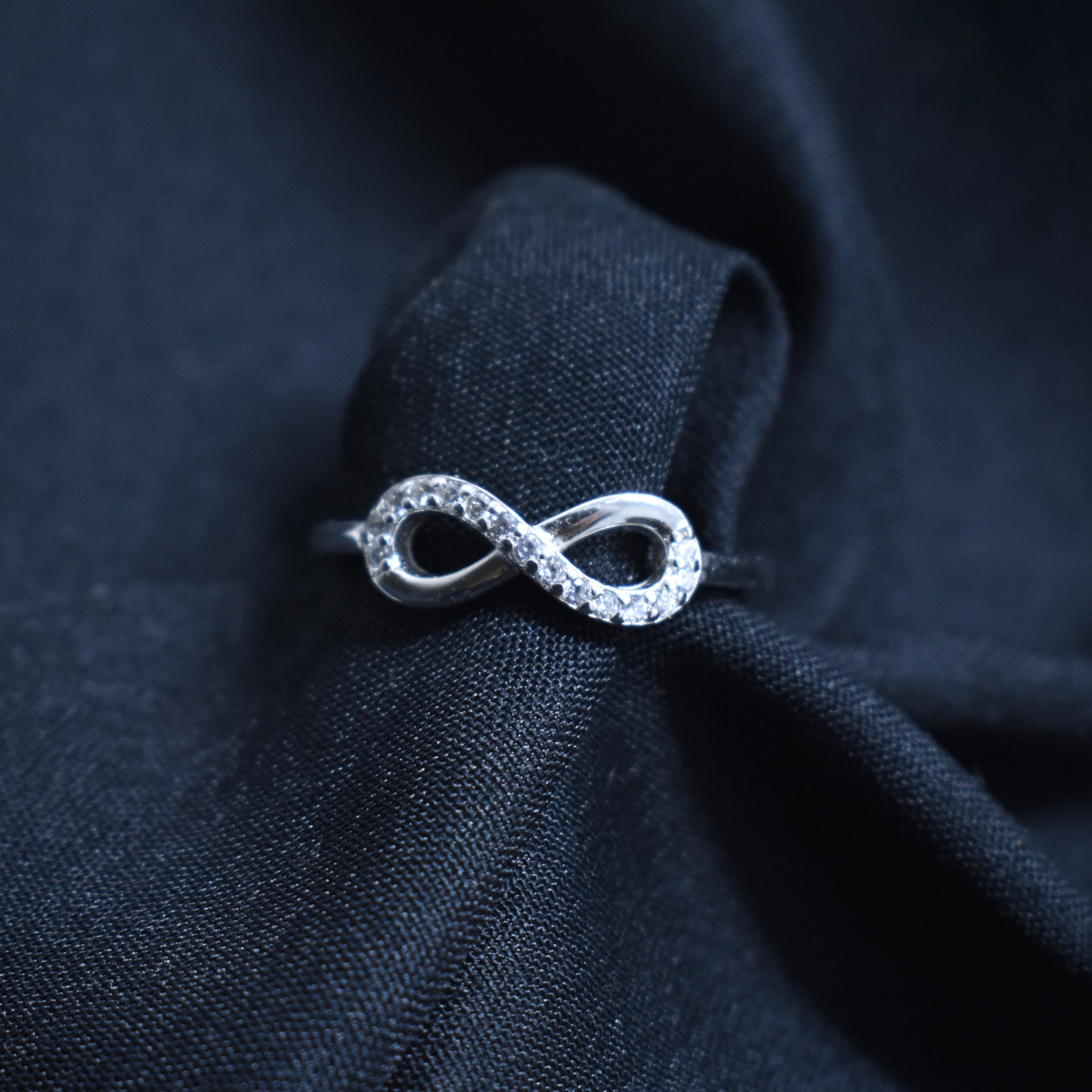 Elegant Pavé Infinity Silver Ring