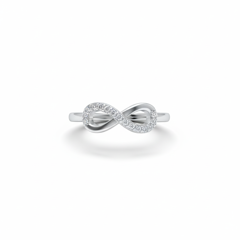 Elegant Pavé Infinity Silver Ring