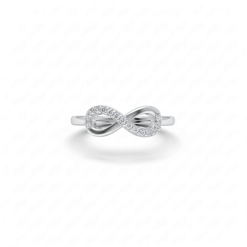 Elegant Pavé Infinity Silver Ring