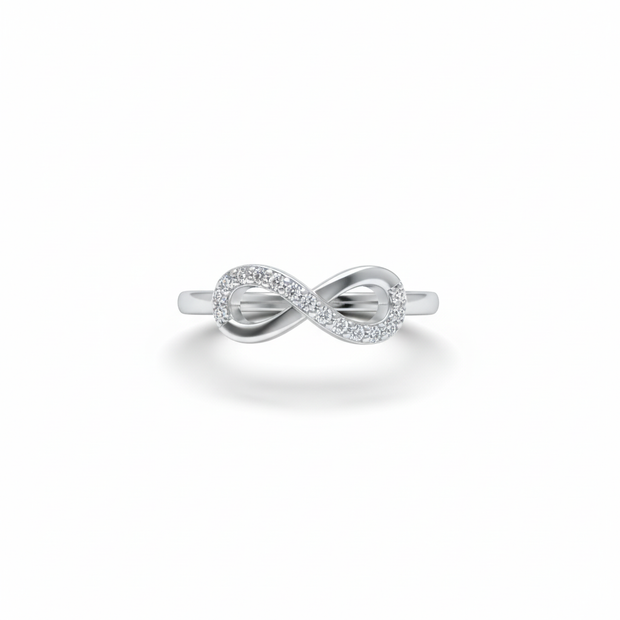 Elegant Pavé Infinity Silver Ring