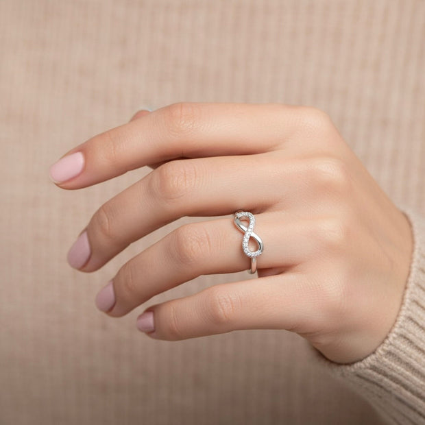 Elegant Pavé Infinity Silver Ring
