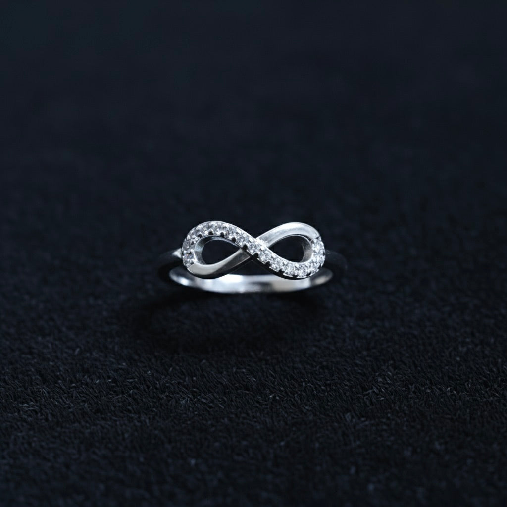 Elegant Pavé Infinity Silver Ring