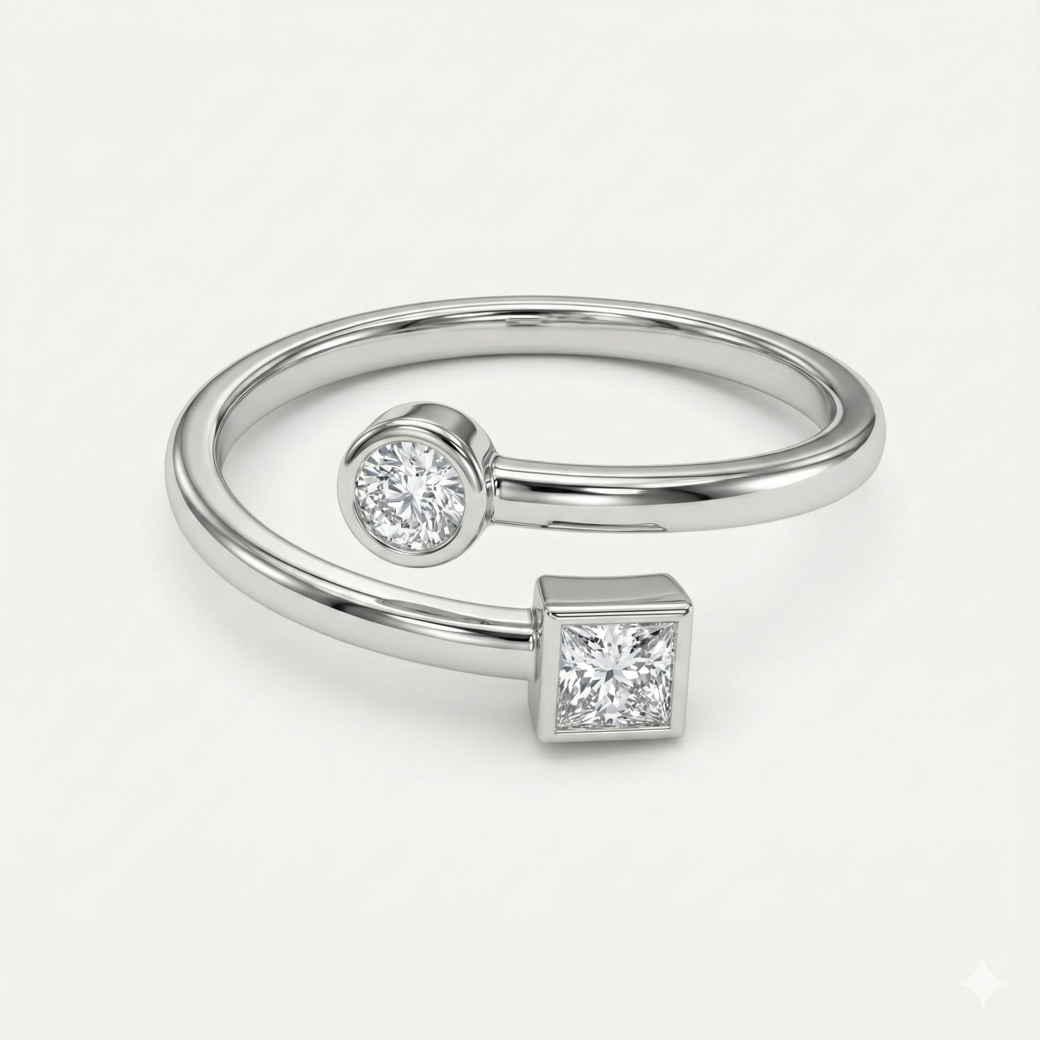 Minimal Dual Stone Open Ring