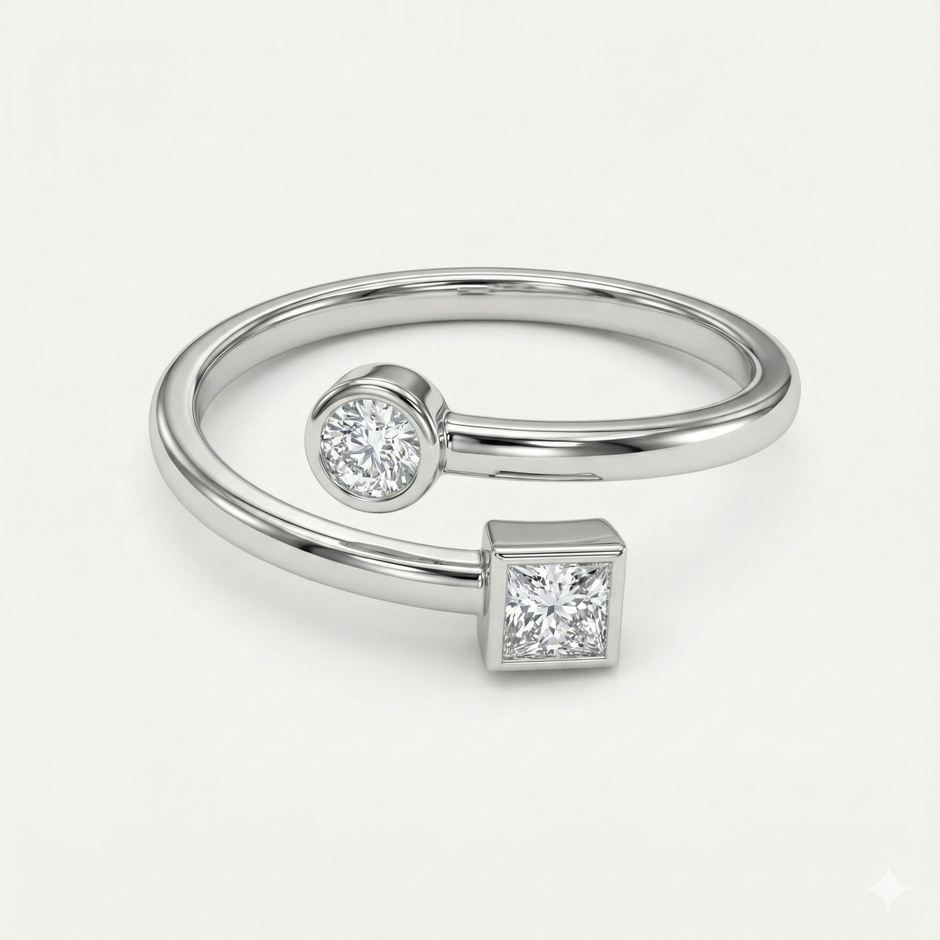 Minimal Dual Stone Open Ring