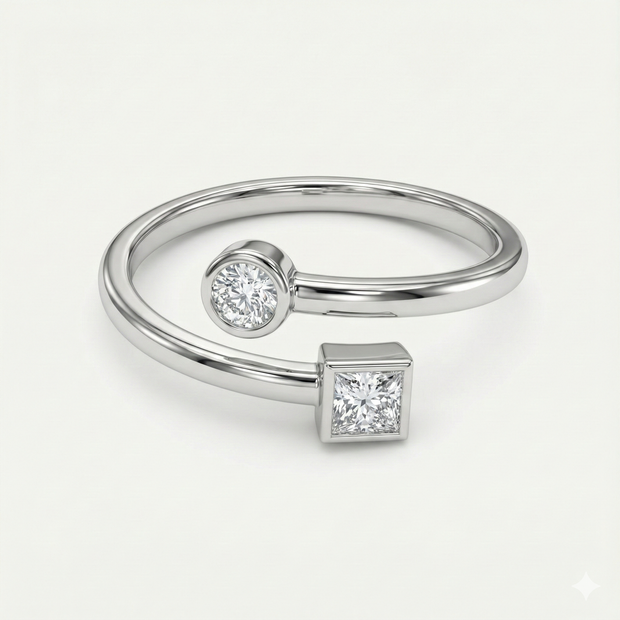 Minimal Dual Stone Open Ring