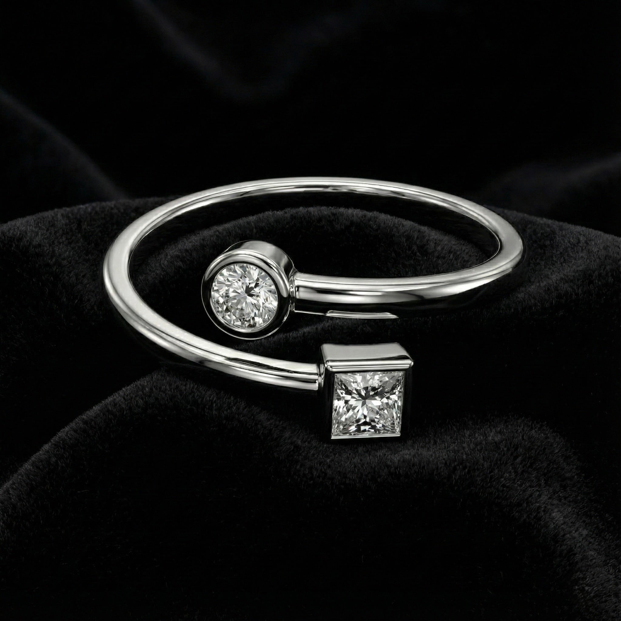Minimal Dual Stone Open Ring