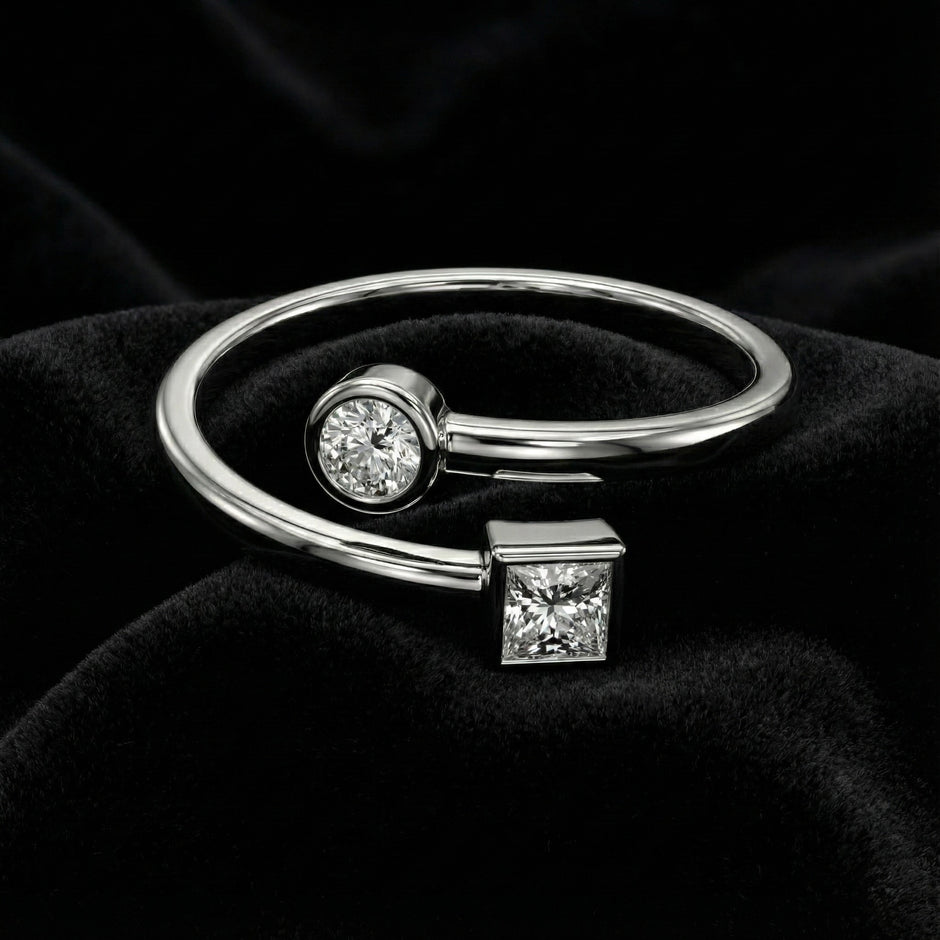 Minimal Dual Stone Open Ring
