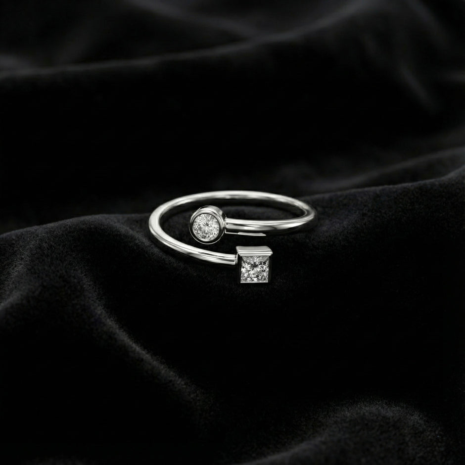 Minimal Dual Stone Open Ring