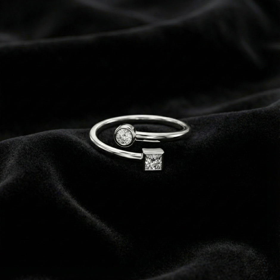 Dual Stone Open Silver Ring