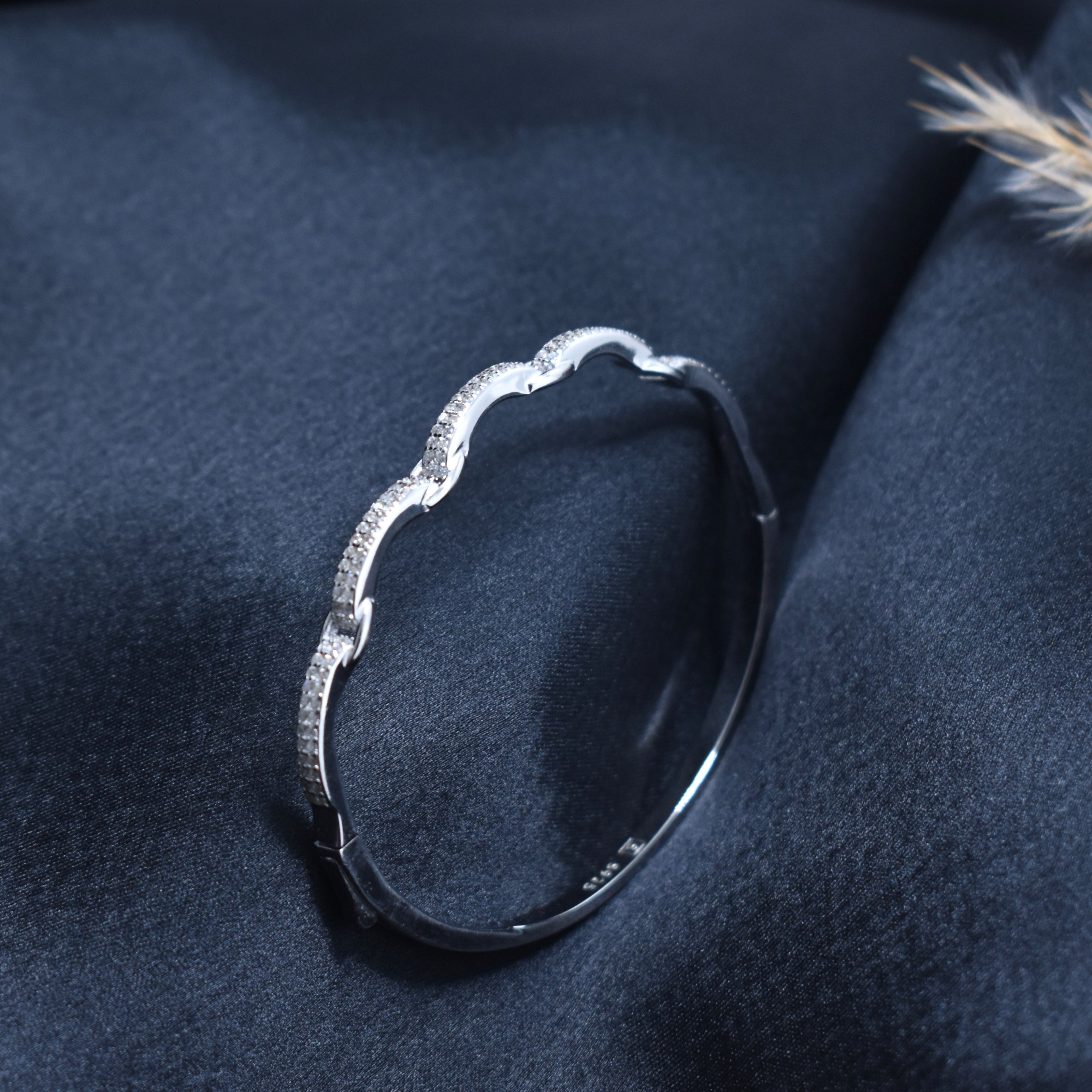 Zigzag Stone Silver Bracelet