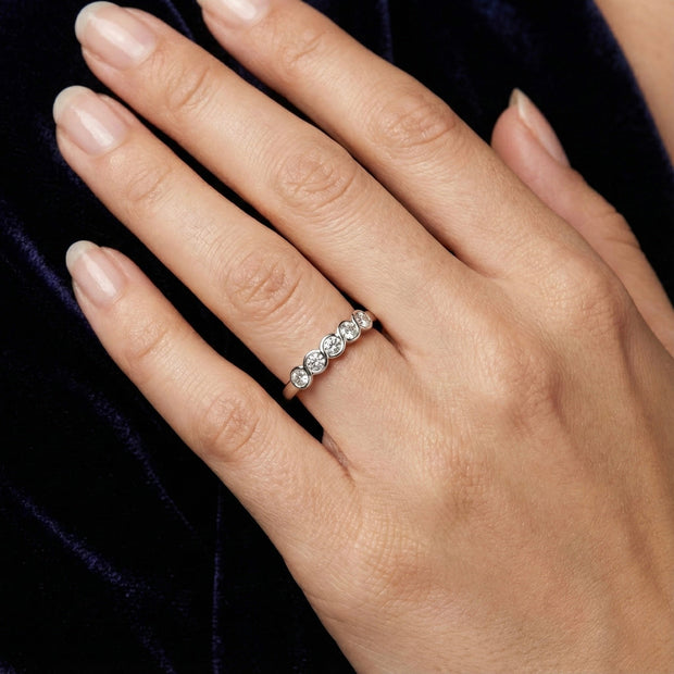 Five Stone Wave Silver Ring