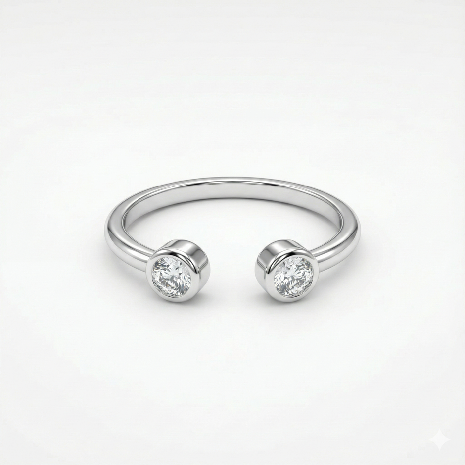 Dual Stone Round Open Ring