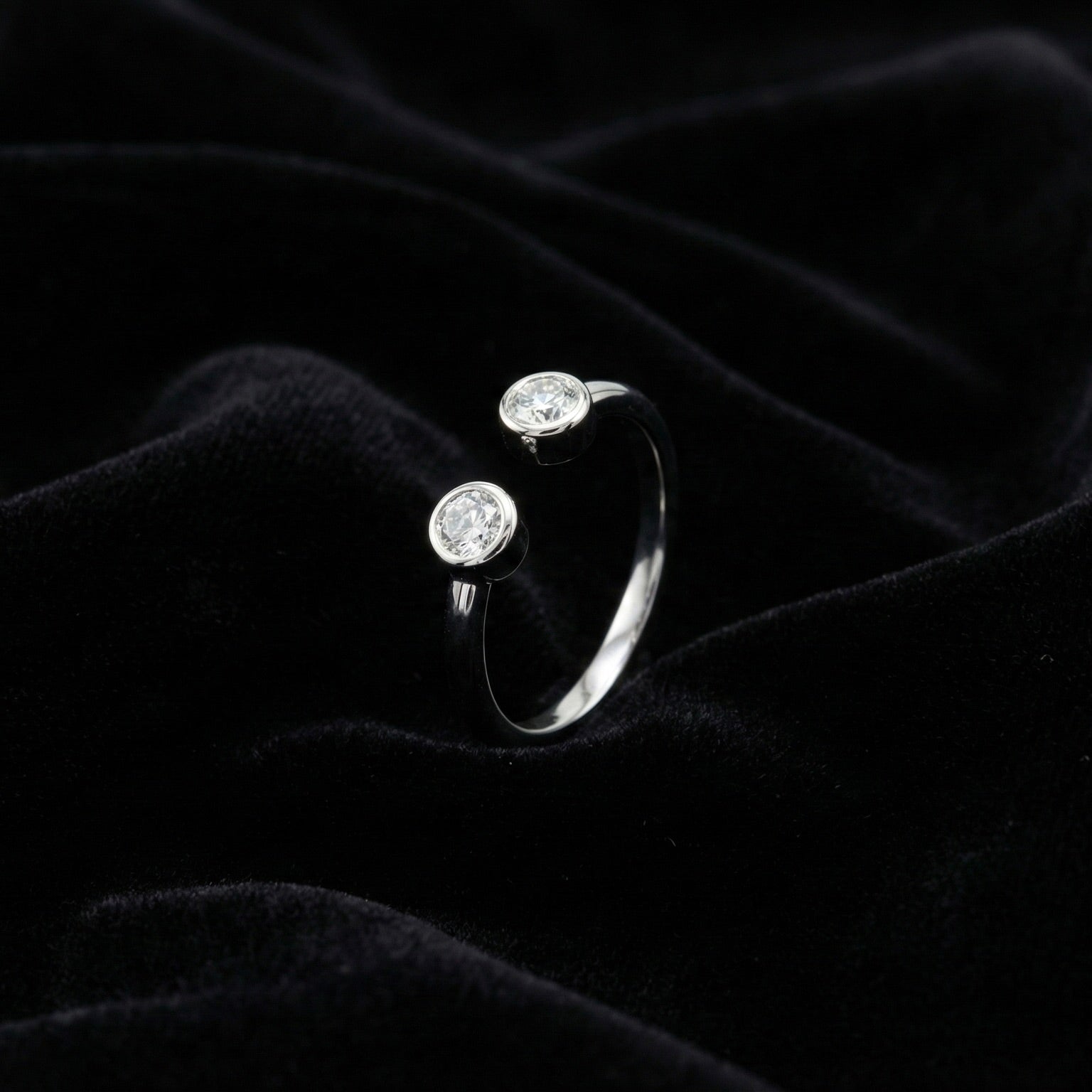 Dual Stone Round Open Ring
