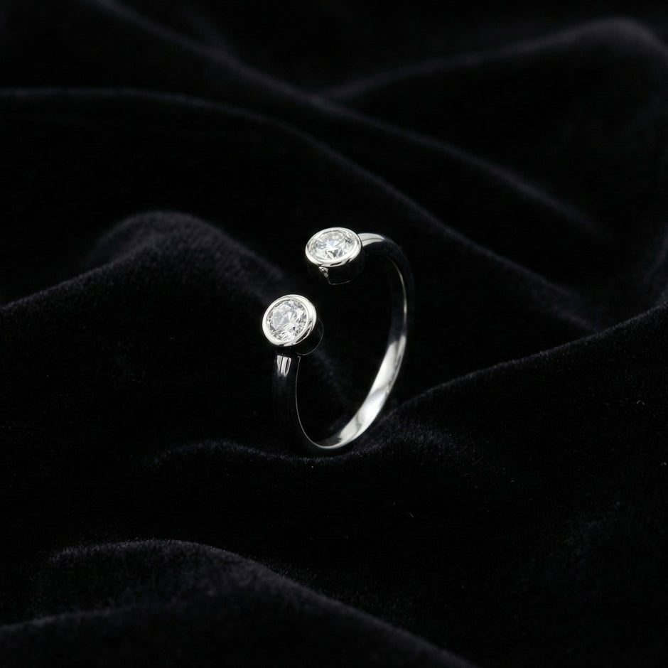 Dual Stone Round Open Ring