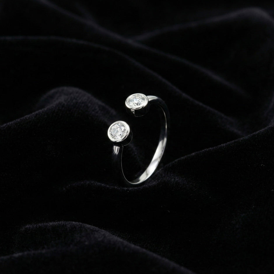 Twin Round Open Silver Ring