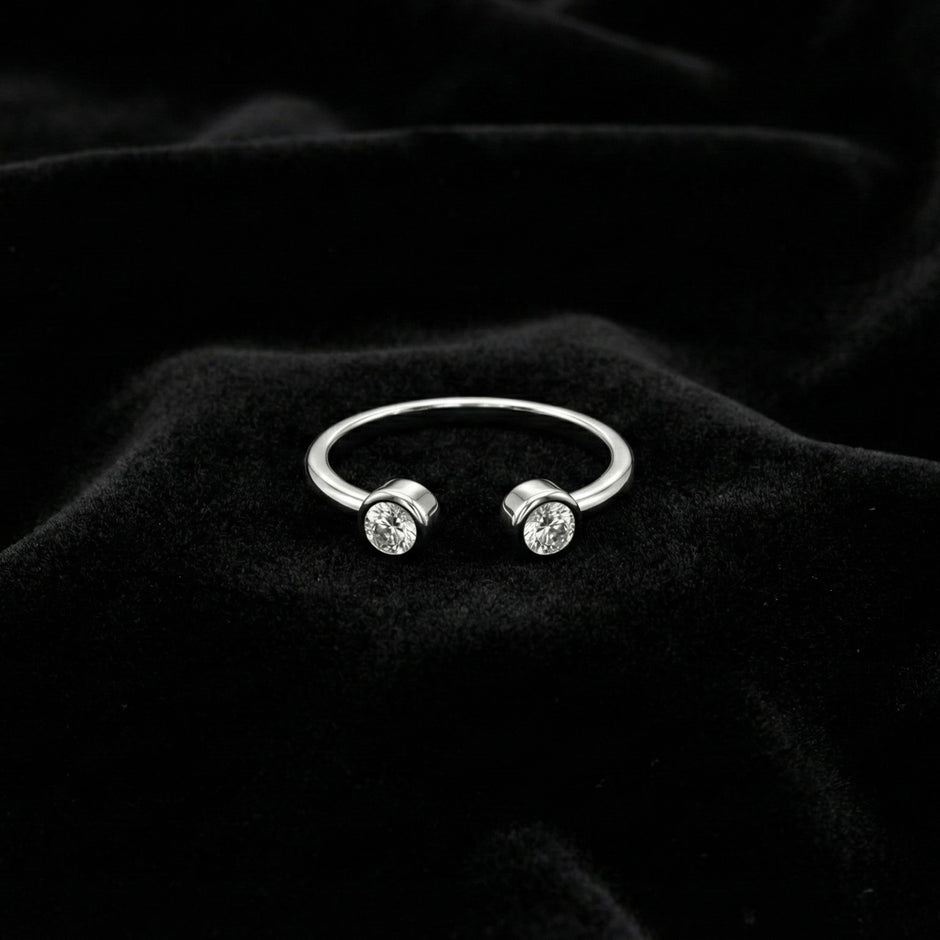 Dual Stone Round Open Ring
