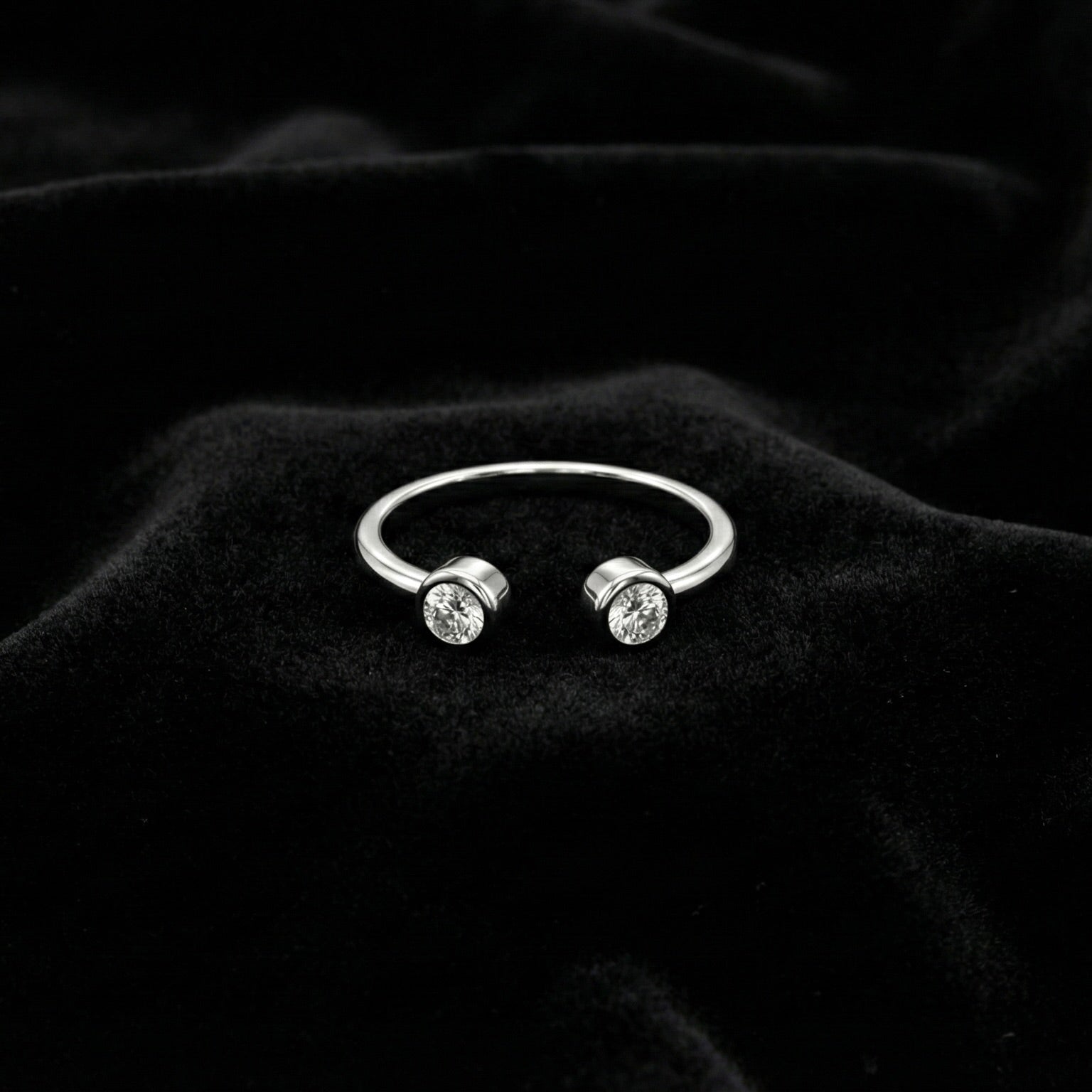 Twin Round Open Silver Ring