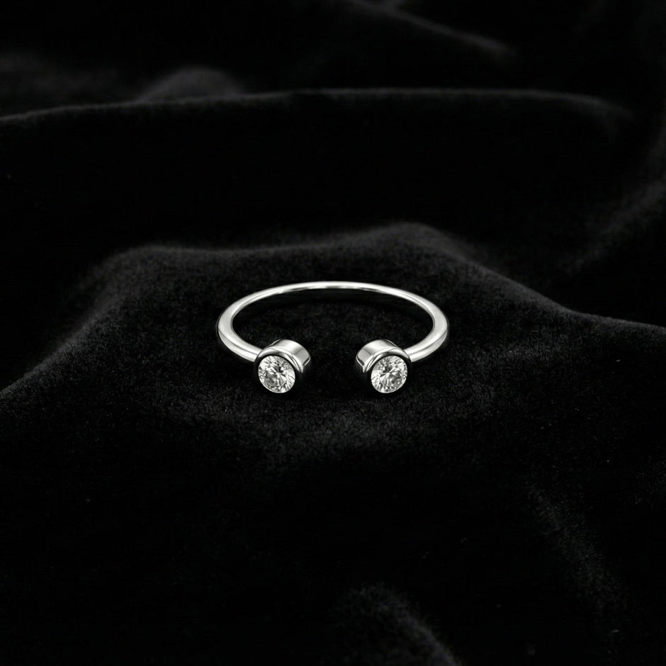Twin Round Open Silver Ring
