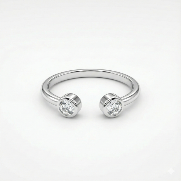 Dual Stone Round Open Ring
