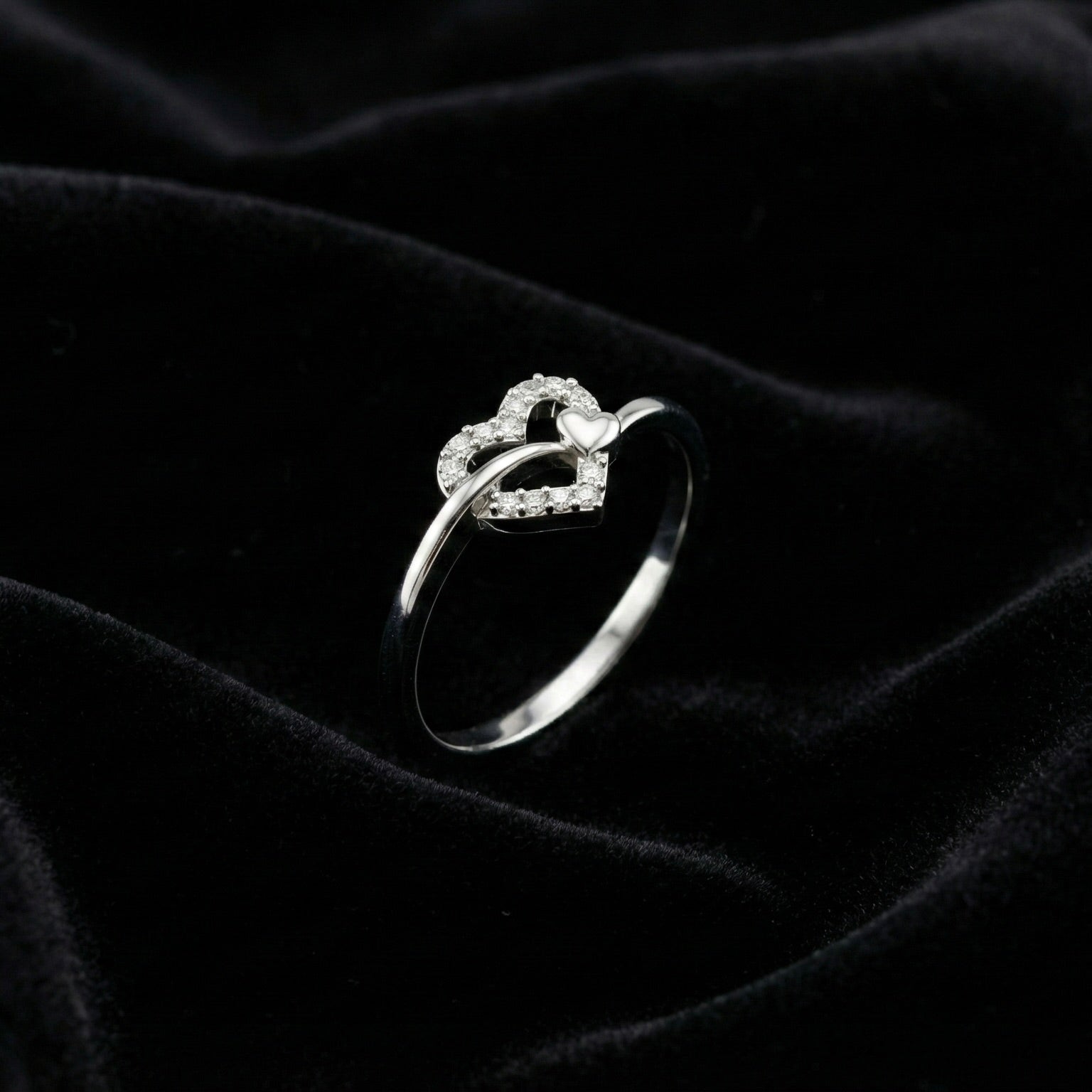 Double Heart Silver Ring