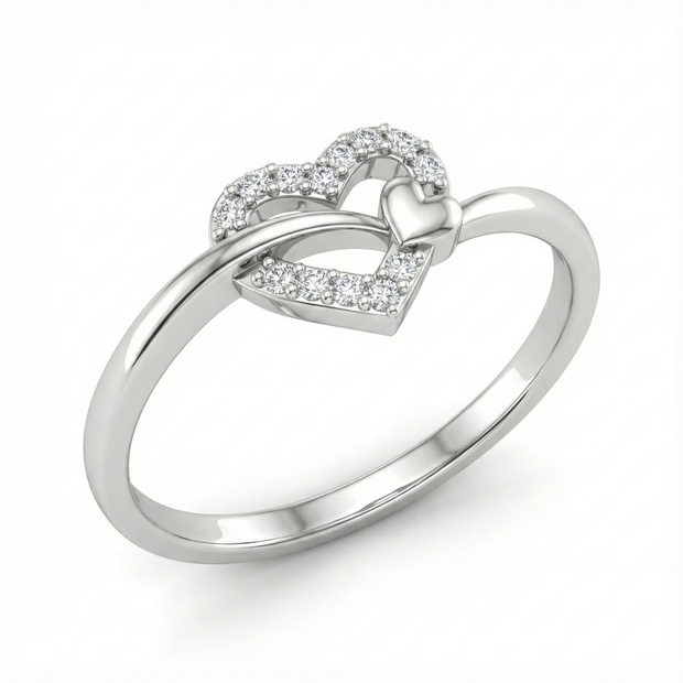 Double Heart Silver Ring