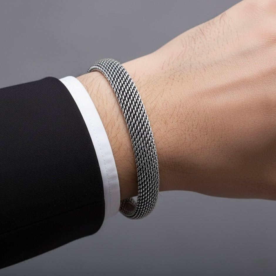 Antique Mesh Silver Bracelet