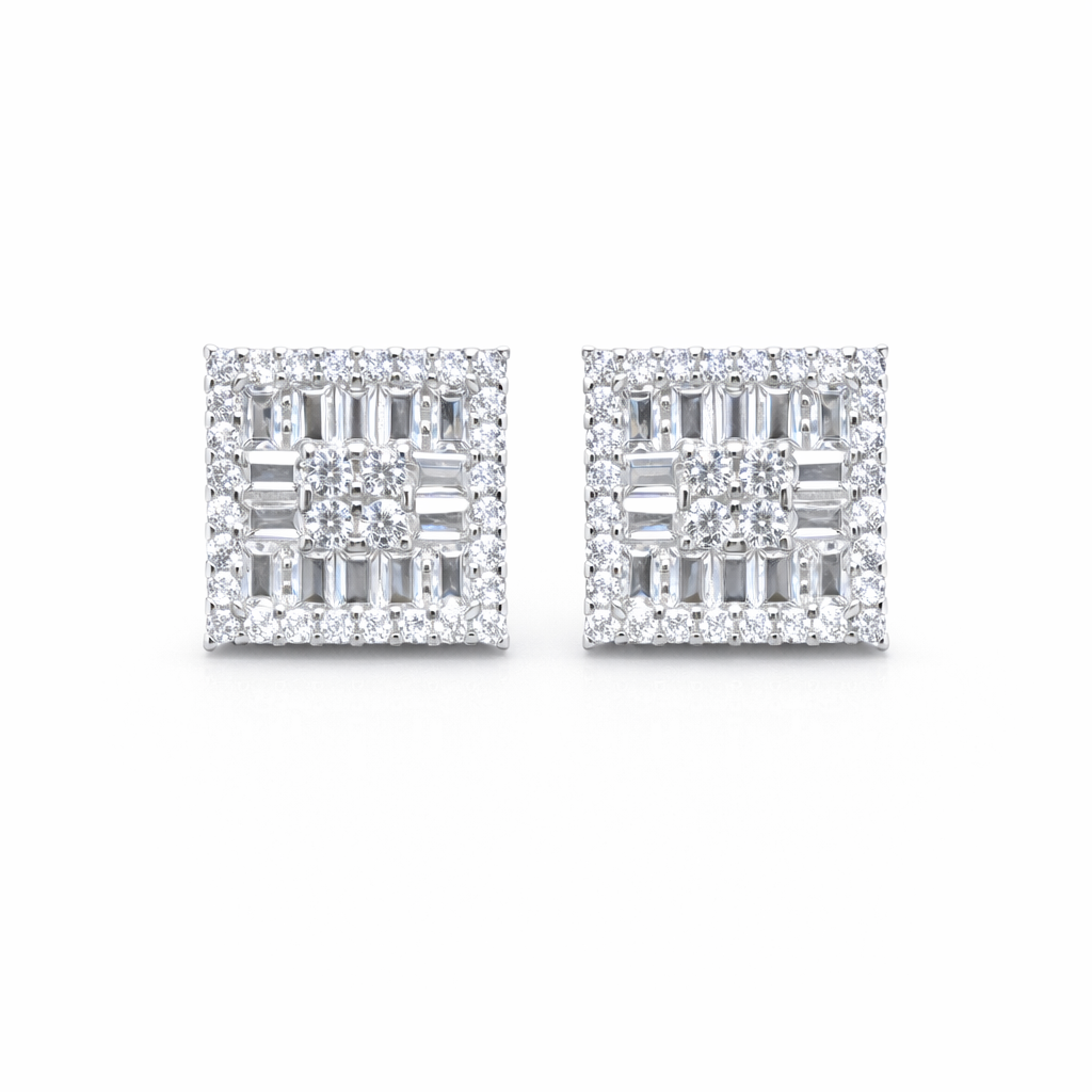 Mosaic Square Halo Studs