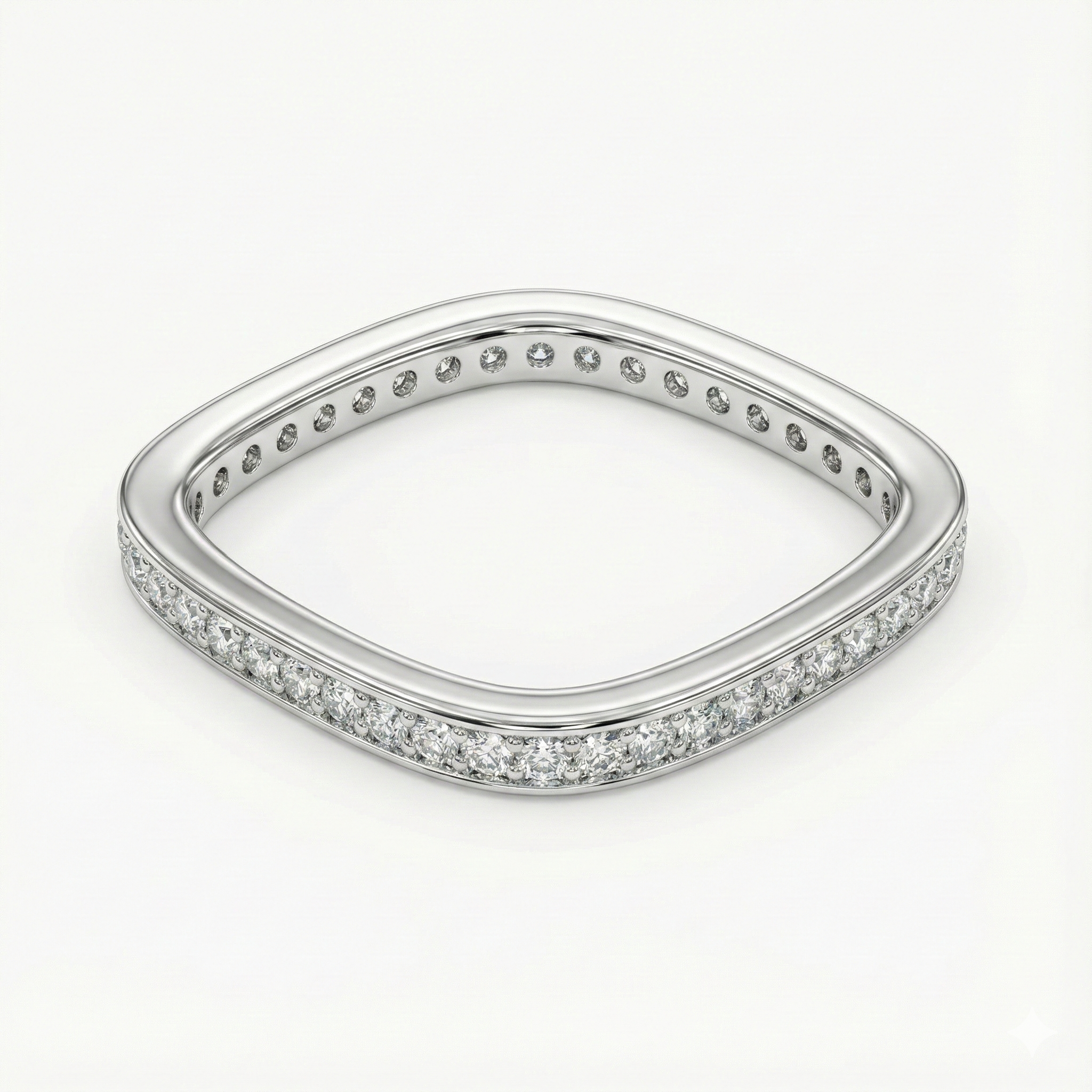 Geometric Sqaure Pavé Band Ring