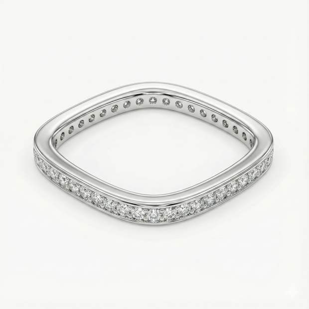 Geometric Sqaure Pavé Band Ring
