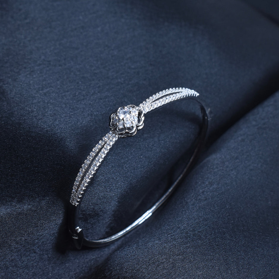 Floral Cluster Sterling Silver Bracelet