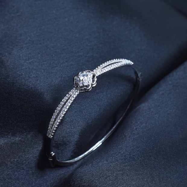 Floral Cluster Sterling Silver Bracelet