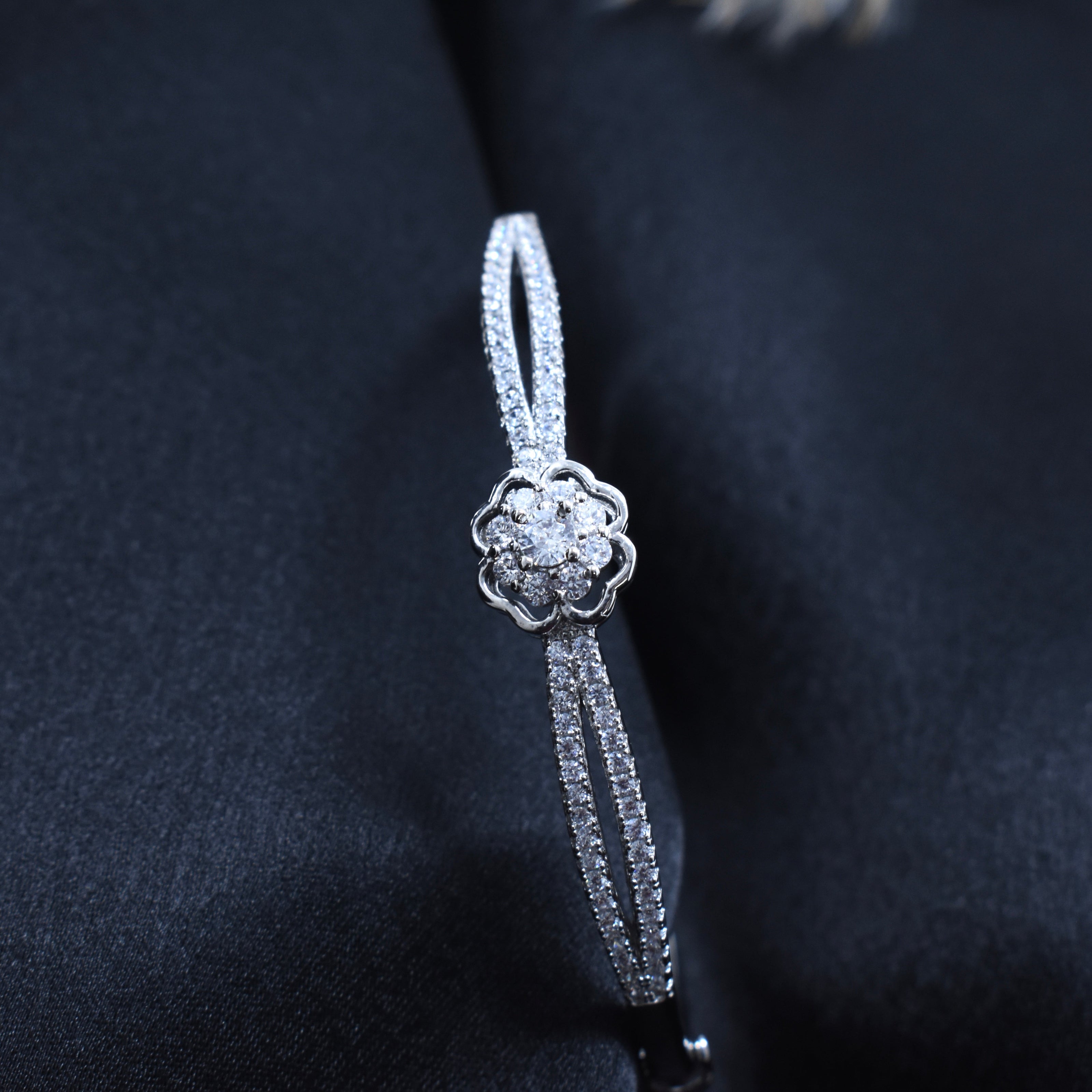 Floral Cluster Sterling Silver Bracelet