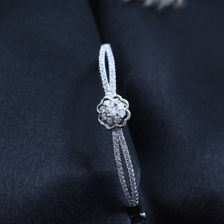 Floral Cluster Sterling Silver Bracelet