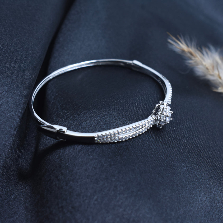 Floral Cluster Sterling Silver Bracelet